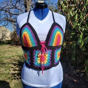 Summer Crop Granny Square Halter Top